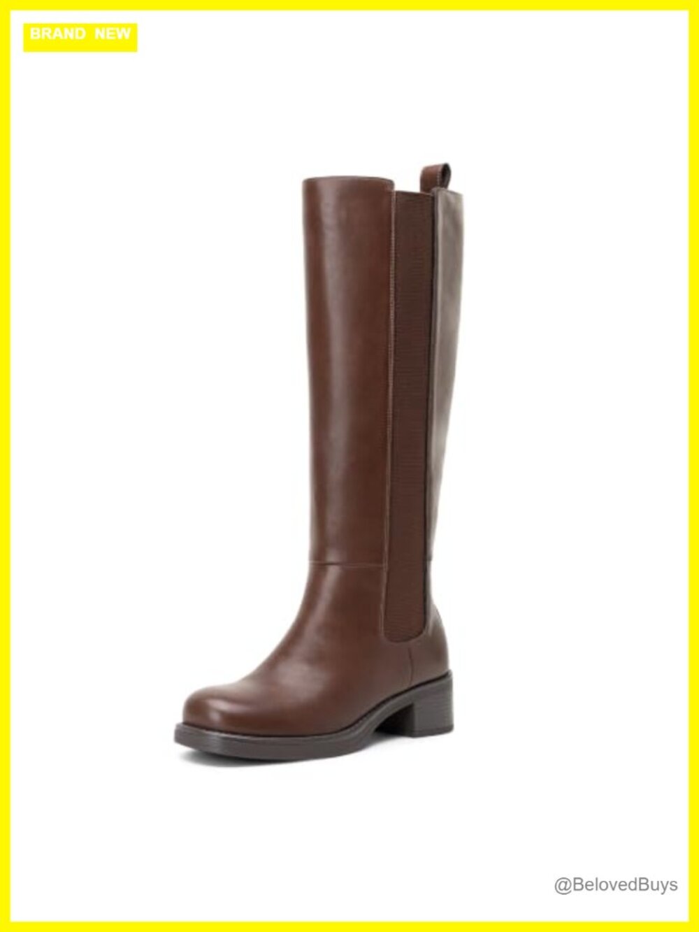 Faux Leather Knee High Boots Round Toe Pull On Tall Riding Boots